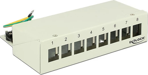 Patch panel DeLOCK 43336, 8x Keystone, metal, gri