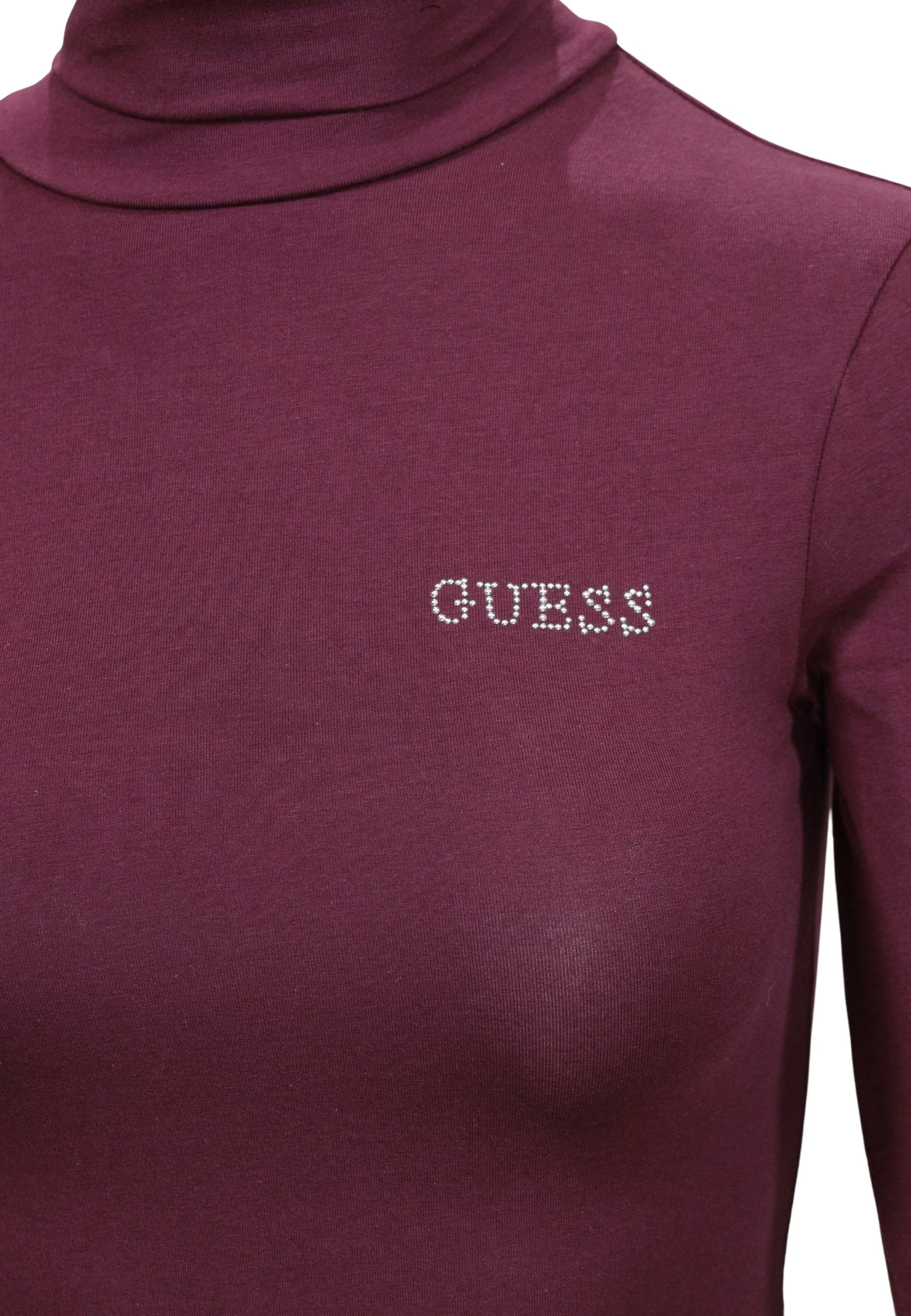 Maicë me mëngë të gjata për femra Guess Greta High Neck LS K V6BP11 K6907, bordo [Madhësia: L]