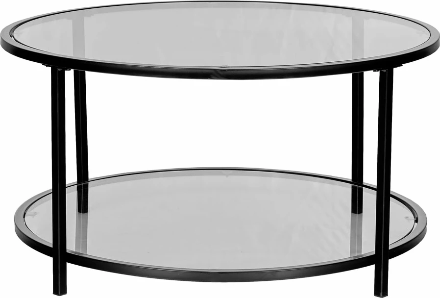 Tavolinë kafeje Moon, xham transparent i zi, 80x80x42cm