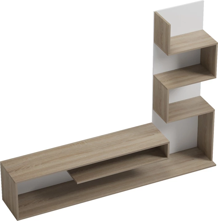 Komodë TV me raft librash, ngjyrë sonoma dhe e bardhë, 160x29x126cm