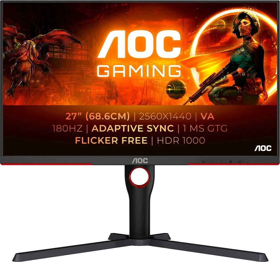 Monitor gaming AOC Q27G3XMN/BK, 27", 2K Ultra HD, 180Hz, i zi