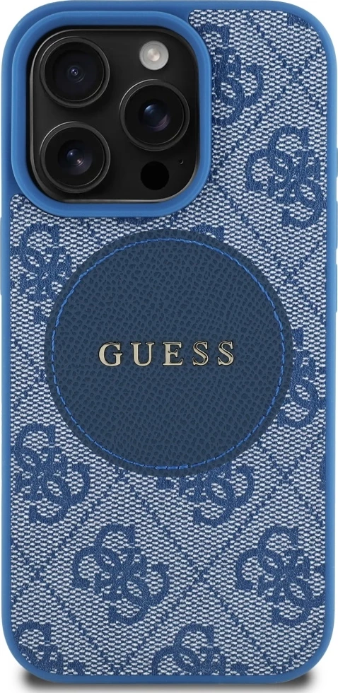 Mbështjellës Guess 4G Circle Classic Logo MagSafe për iPhone 16 Pro Max, Kaltër