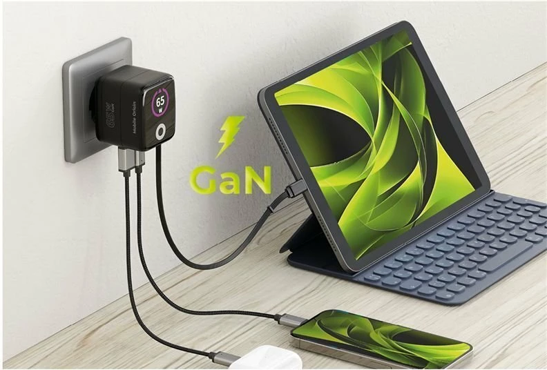 Karikues Mobile Origin PW3 (MO-65WDCH-PW3) 65W GaN, TFT display, 1x USB-A + 1x USB-C, kabllo USB-C e integrume, i zi
