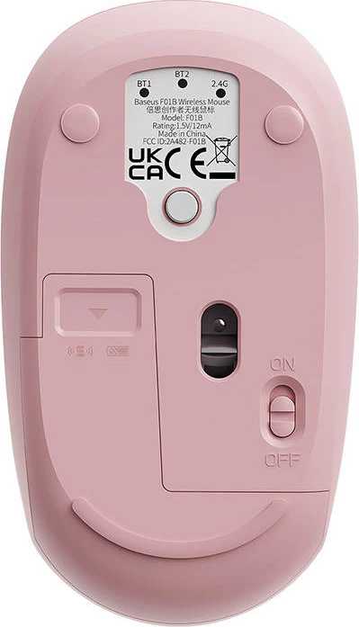 Maus wireless Baseus F01B Tri-mode, 1600 DPI, rozë