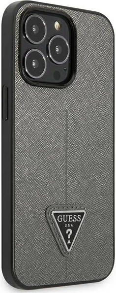 Mbështjellës Guess SaffianoTriangle Logo për iPhone 14 Pro 6.1", argjend