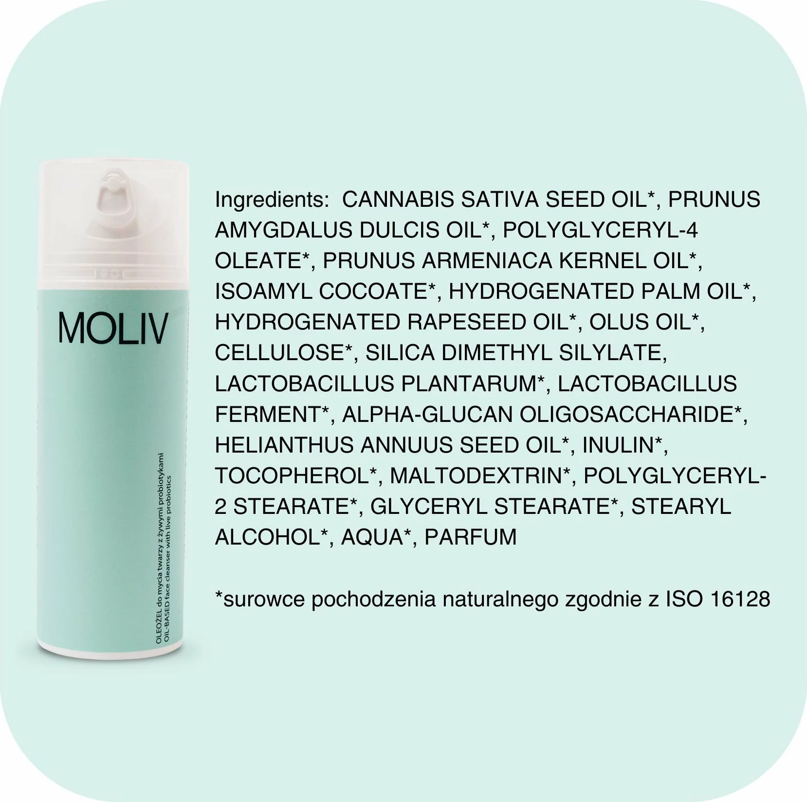 Xhel vajor pastrues fytyre MOLIV Oleożel me probiotikë të gjallë 150 ml, mint