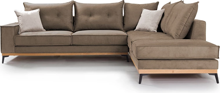 Kënd divani Luxury II këndi majtë, pëlhurë, ngjyrë mocha-krem, 290x235x95cm