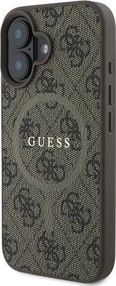 Mbështjellës Guess 4G Ring Classic Logo MagSafe për iPhone 16 Plus, Kafe