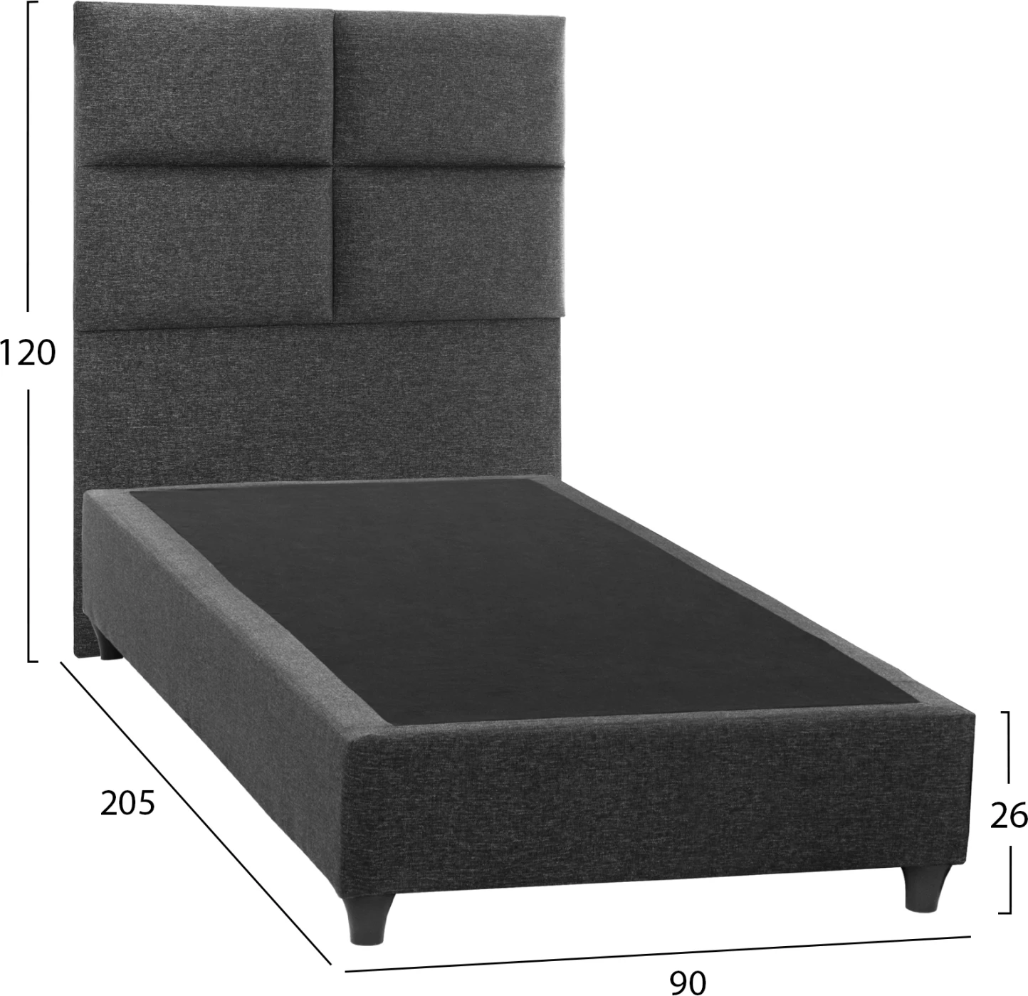 Krevat FH652.01 MILO, pëlhurë gri, 90x200