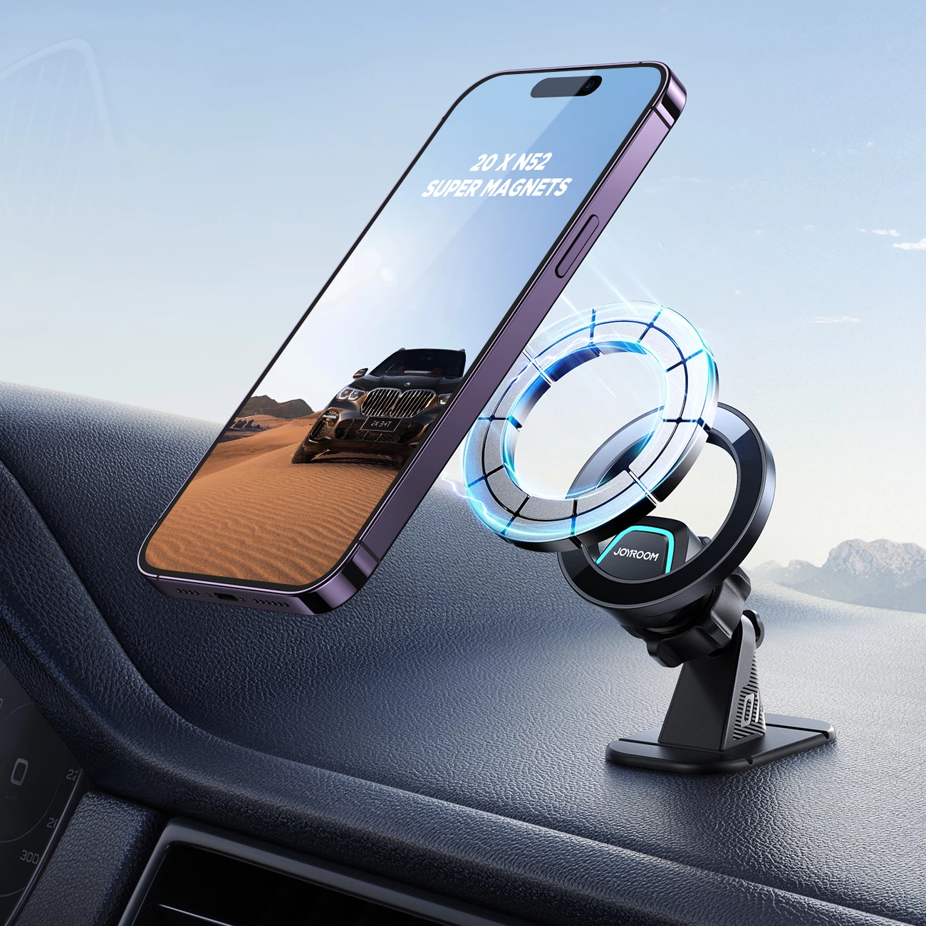 Mbajtës magnetik për makinë Joyroom JR-ZS376, për kokpit/panel, MagSafe, i zi