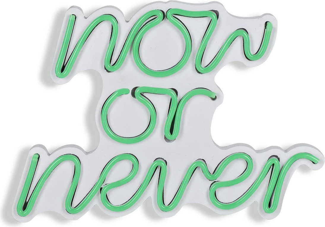 Dekor dritash LED plastike, 'Now or Never', ngjyrë e gjelbër