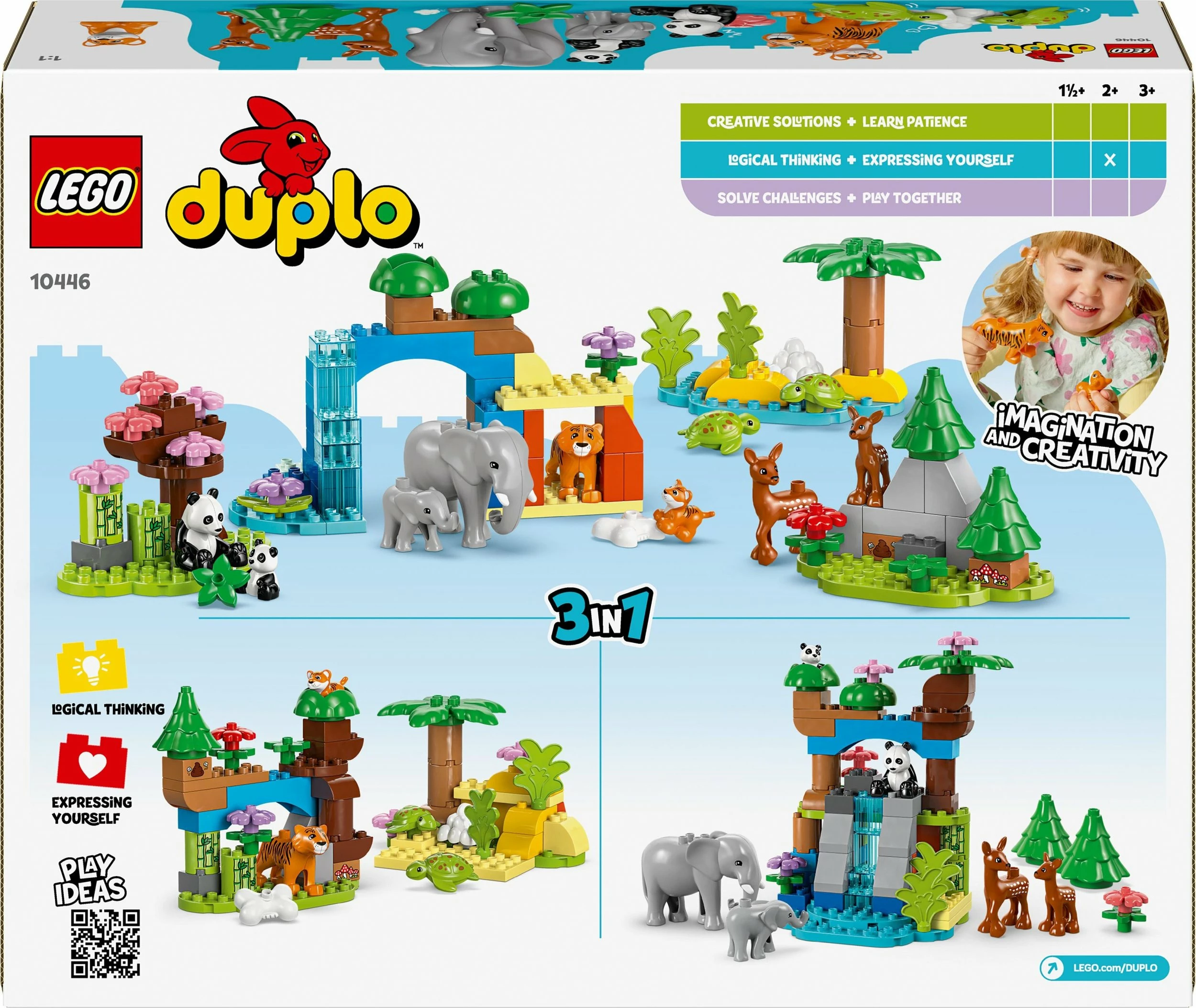 Set ndërtimi LEGO DUPLO Wild Animal Families 3-in-1 10446, 92 pjesë, për 2+ vjeç