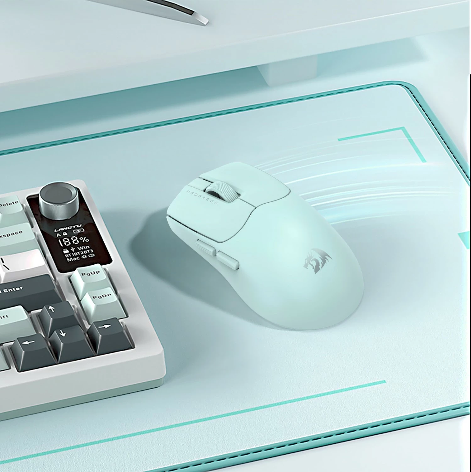 Maus gaming Redragon Axion M933CW-ULT, wireless/Bluetooth, 45000 DPI, 8000 Hz, blu e çelët