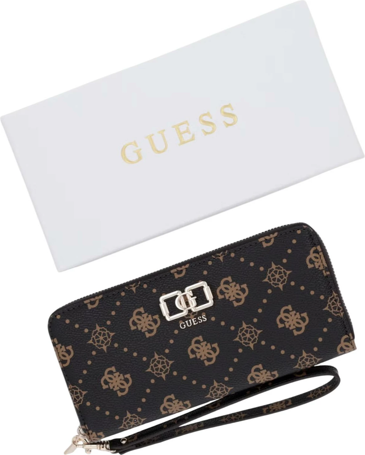 Portofol për femra Guess Emelie Logo SLG Med SWGP99 28146, kafe