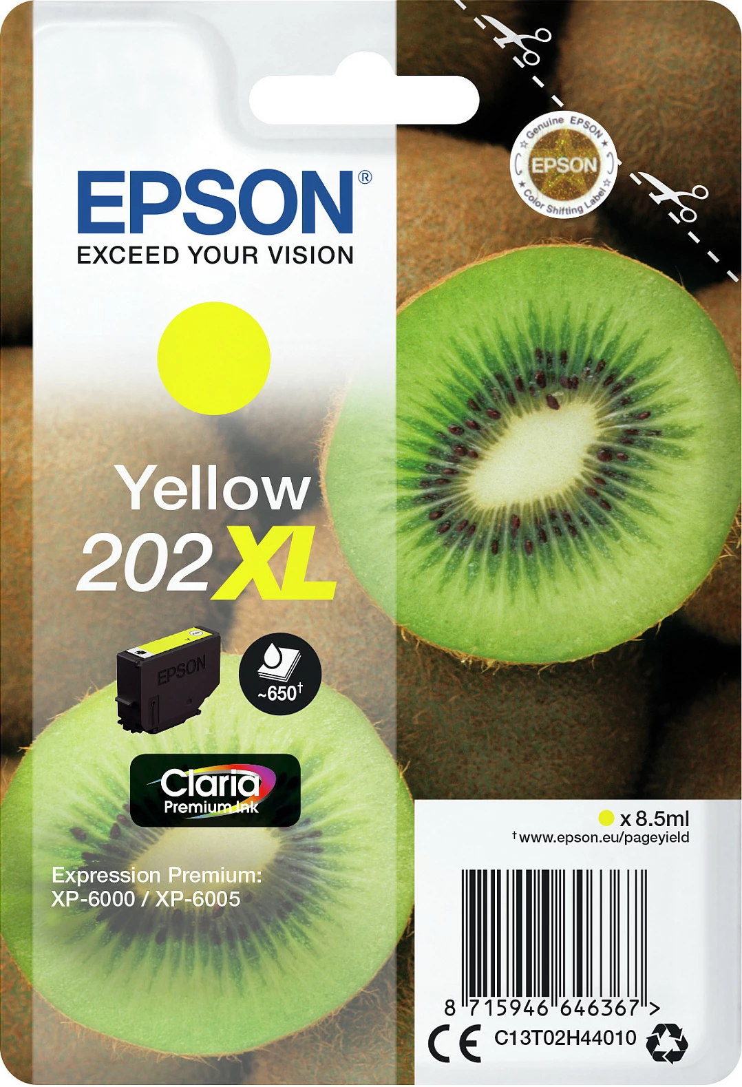 Toner Epson Kiwi 202XL Claria Premium, verdhë, XL, 8.5ml