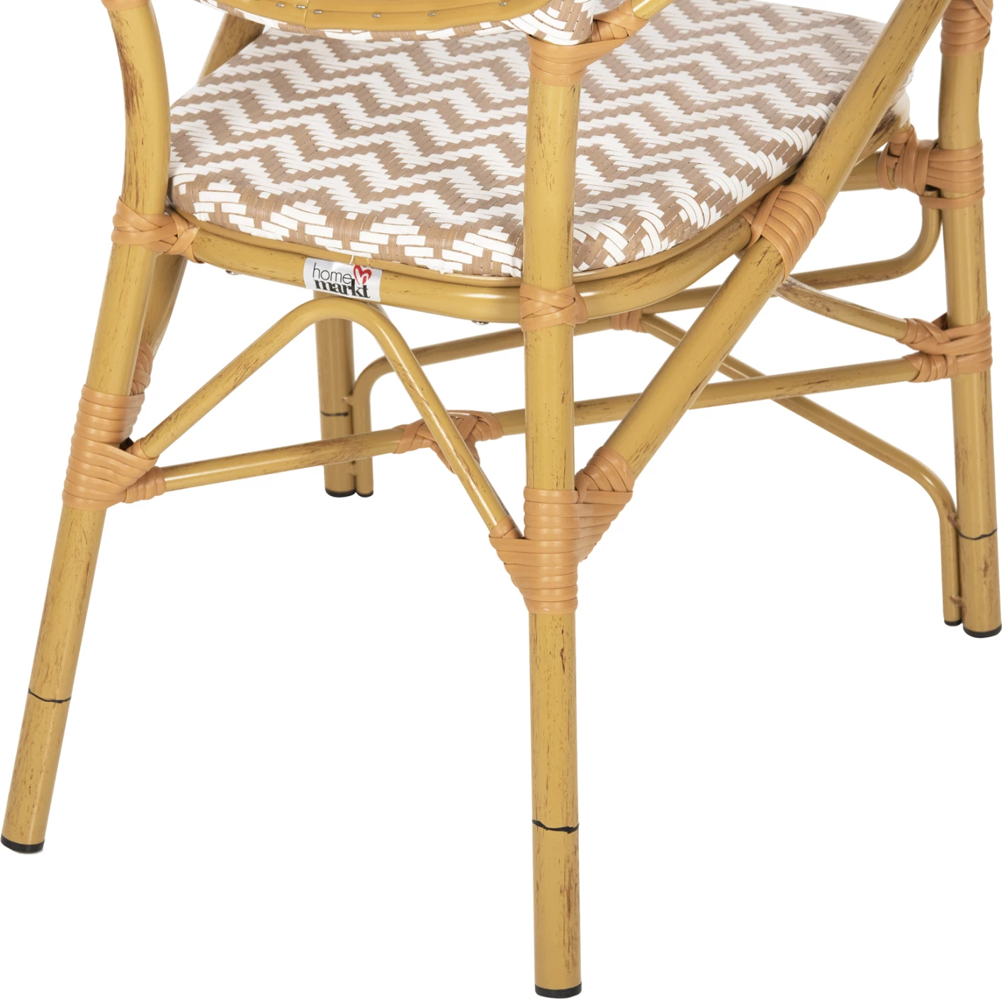 Karrige për jashtë, alumin pamje bambuje, tekstilene natyrale & e bardhë, FH5928.03, 55x58x95cm