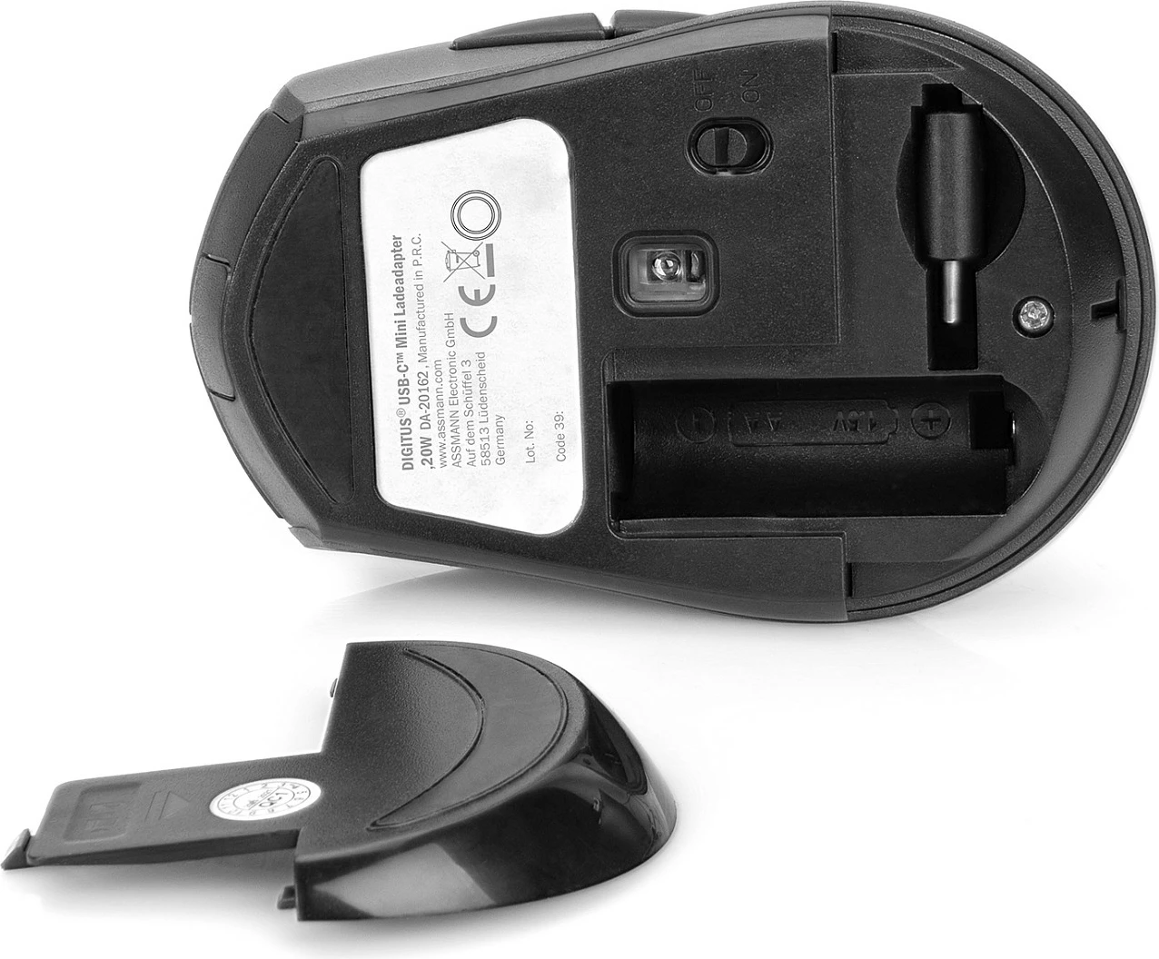 Maus wireless Digitus 1600 DPI, 6 butona, RF 2.4 GHz, ambidekster, zi/gri