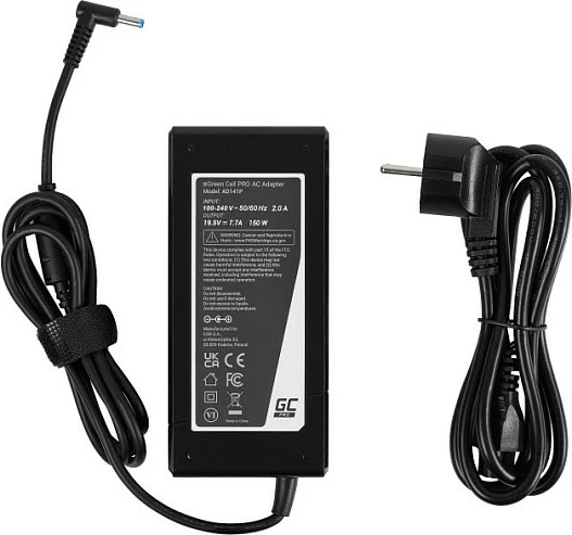 Adapter rryme Green Cell PRO 150W 19.5V 7.7A për laptop HP ZBook/Omen, i zi