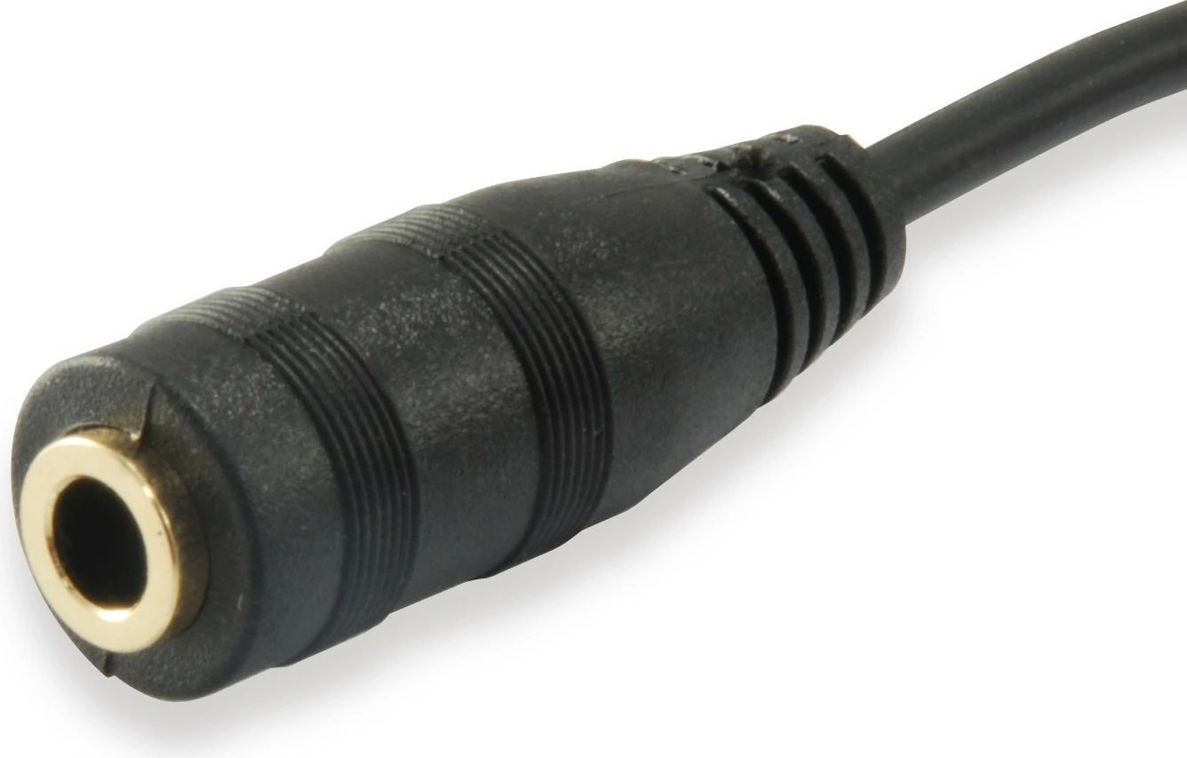 Kabllo audio ndarëse Equip, 2x3.5mm mashkull në 3.5mm femër, 0.13m, e zezë