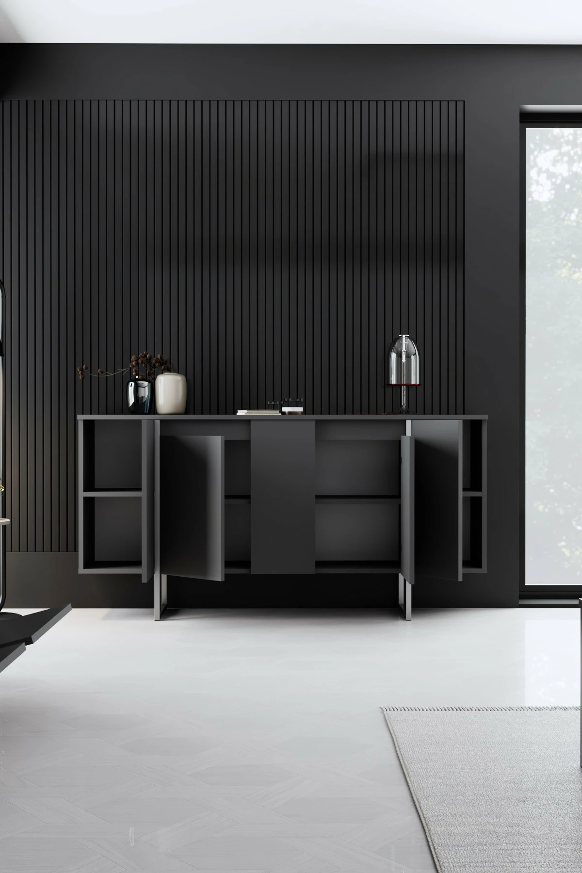Konsol Skye Decor, Luxe, antracit, argjend