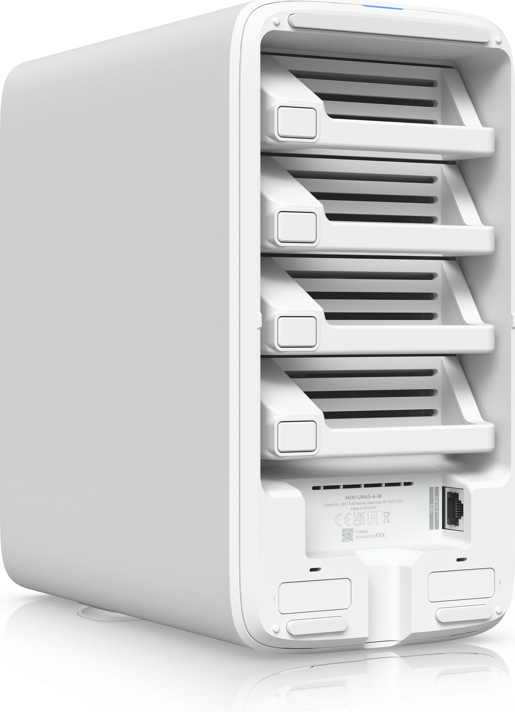 NAS sistem Ubiquiti UNAS-4-W, 4-bay, 4GB RAM, 2x M.2 NVMe, 2.5GbE, i bardhë
