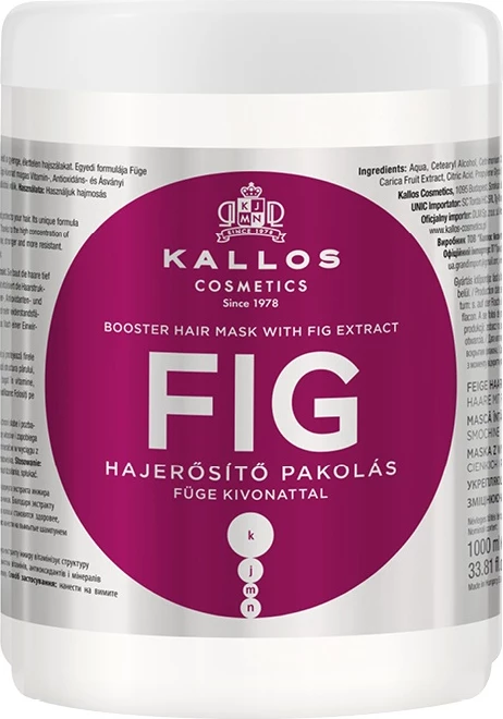 Maskë për flokë Kallos Fig Booster për femra 1000ml