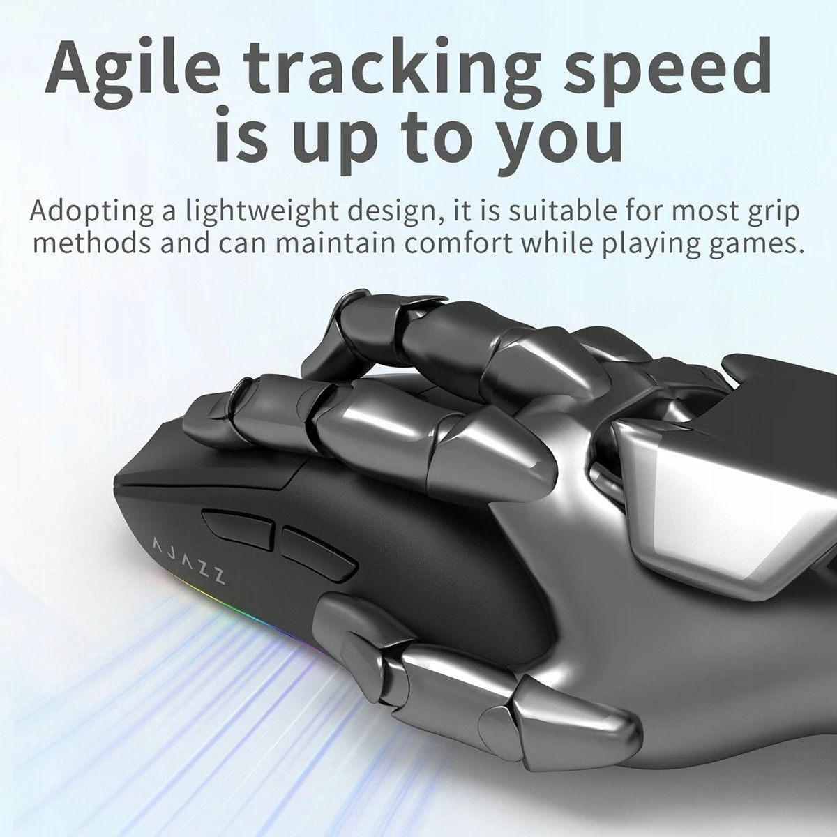 Maus gaming wireless Ajazz AJ139 V2 MC, PixArt PAW3311, 12000 DPI, 2.4G/Bluetooth/USB-C, i bardhë