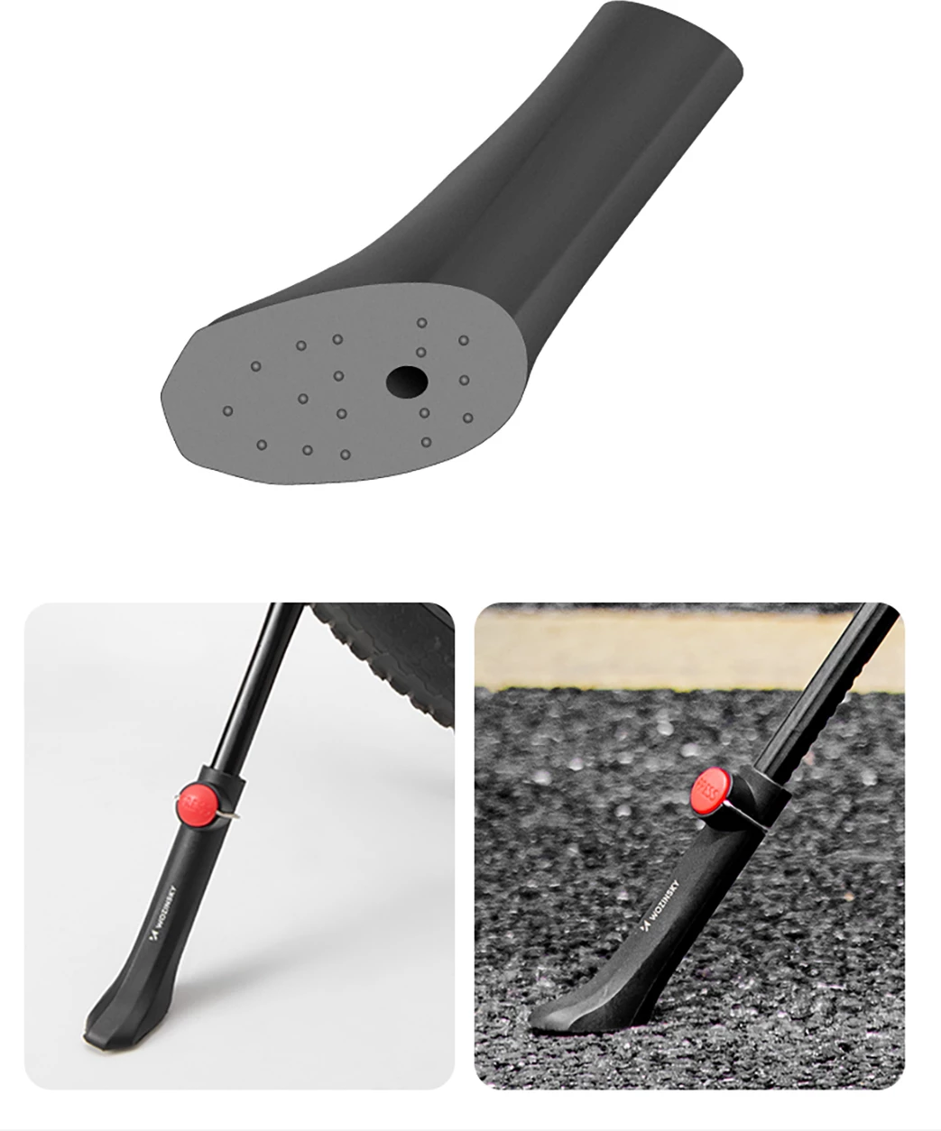 këmbë biçiklete e rregullueshme, Wozinsky, WSR-01, për rrota 24-29", kënd i rregullueshëm, bazë antirrëshqitje, aliazh alumini, e zezë