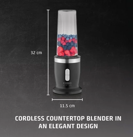 Blender wireless CASO Click & Blend 3622 240W, shishe Tritan 500ml BPA-free, 14,000 rpm, USB-C, bateri Li-ion e heqshme, zi mat/inoks, set me kabllo + kapak to-go