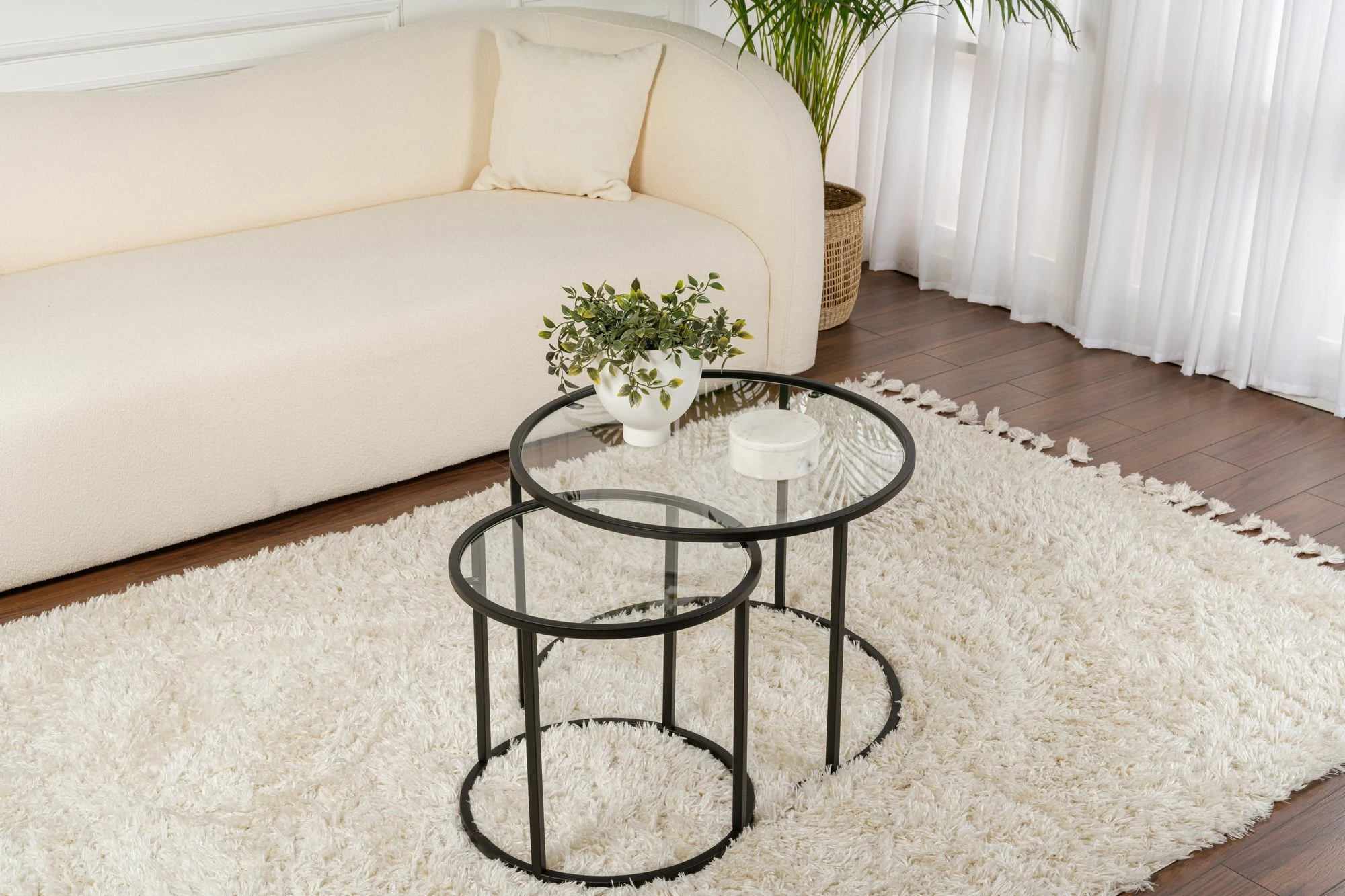 Set tavolinash kafeje Nordure, Aurum, 60, 42, e zezë, transparente