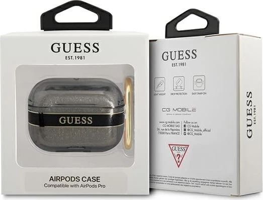 Mbështjellës Guess GUAPHHTSK për AirPods Pro, Strap Collection, i zi