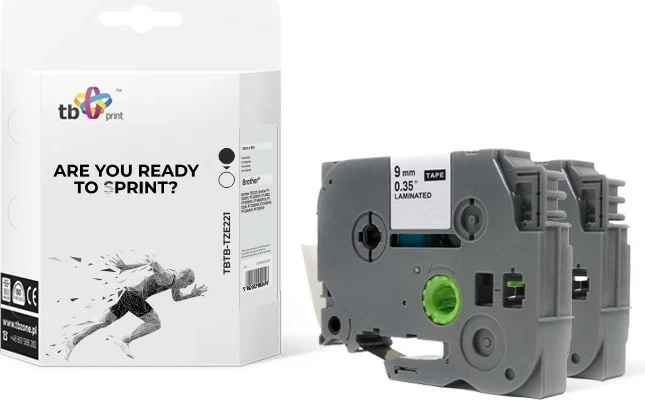 Kasetë etiketa TB Print TBTB-TZE221 për Brother, 9mm x 8m, tekst i zi në të bardhë, 2 copë