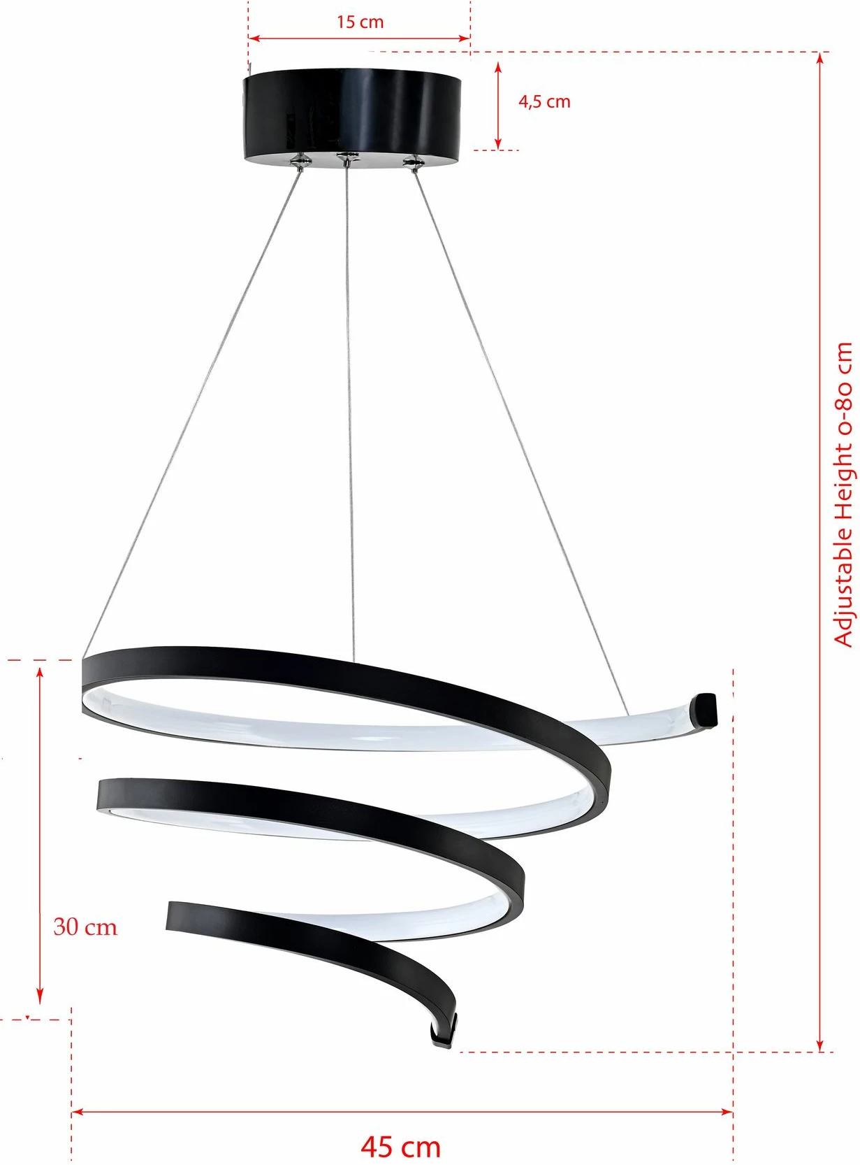 Llambë varëse Opviq, trup i zi, dritë e verdhë