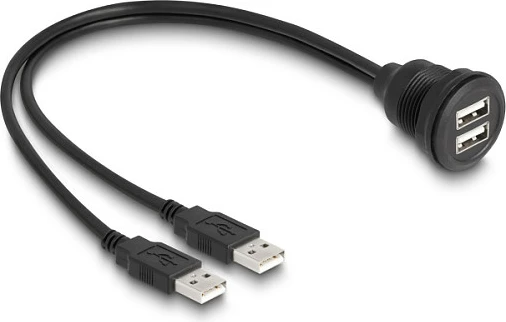 Kabllo USB DeLOCK, 2x USB-A mashkull në 2x USB-A femër, USB 2.0, 1 m, e zezë