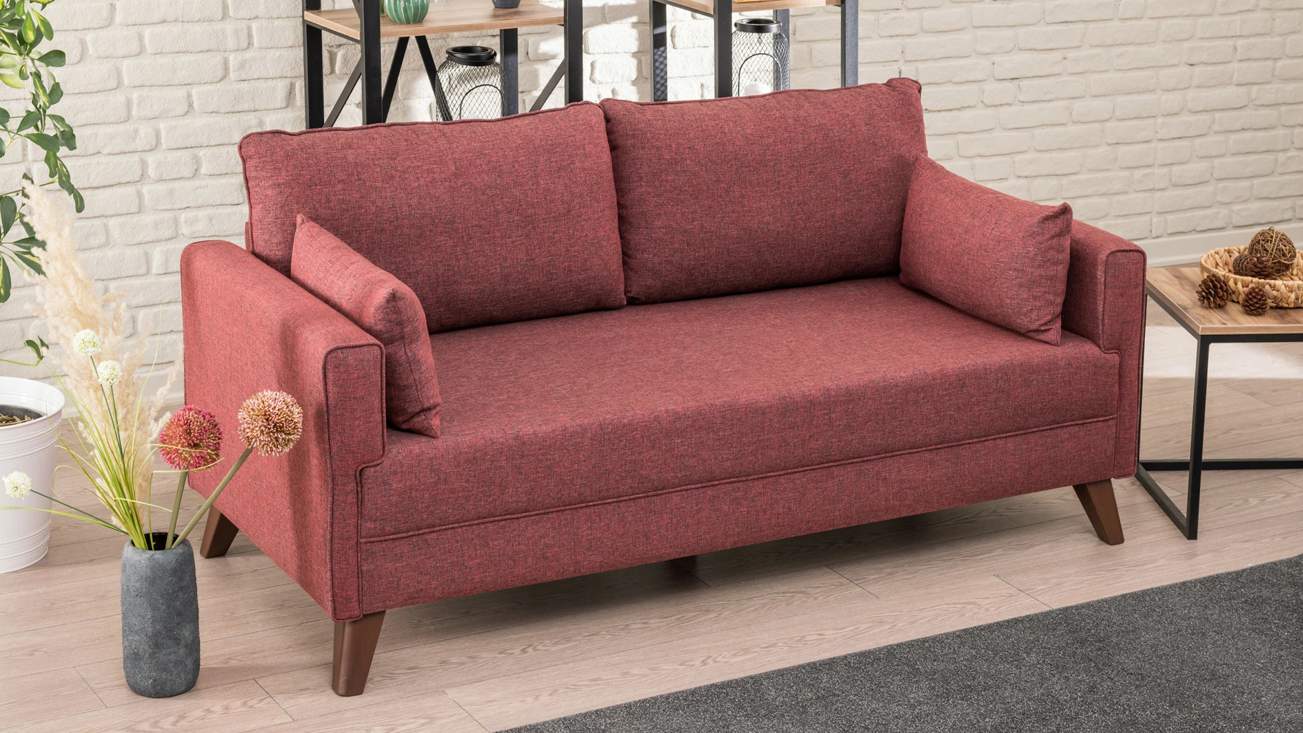Divan për dy persona, ngjyrë e kuqe claret, Atelier del Sofa, Bella Sofa për 2 persona