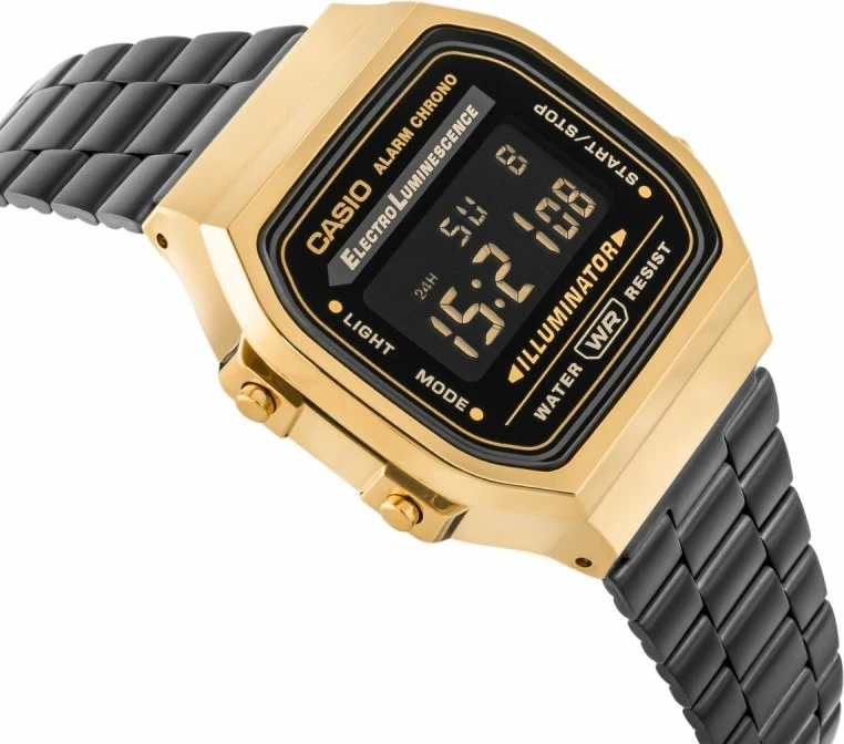 Orë dore për meshkuj CASIO, e zezë