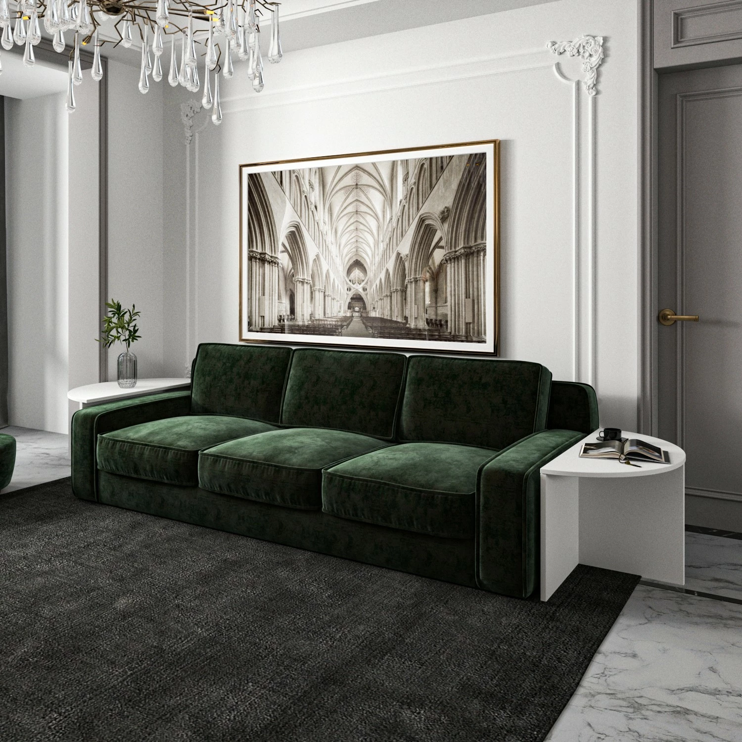 Set tavolinash kafeje Hanah Home, Dolunay, e bardhë