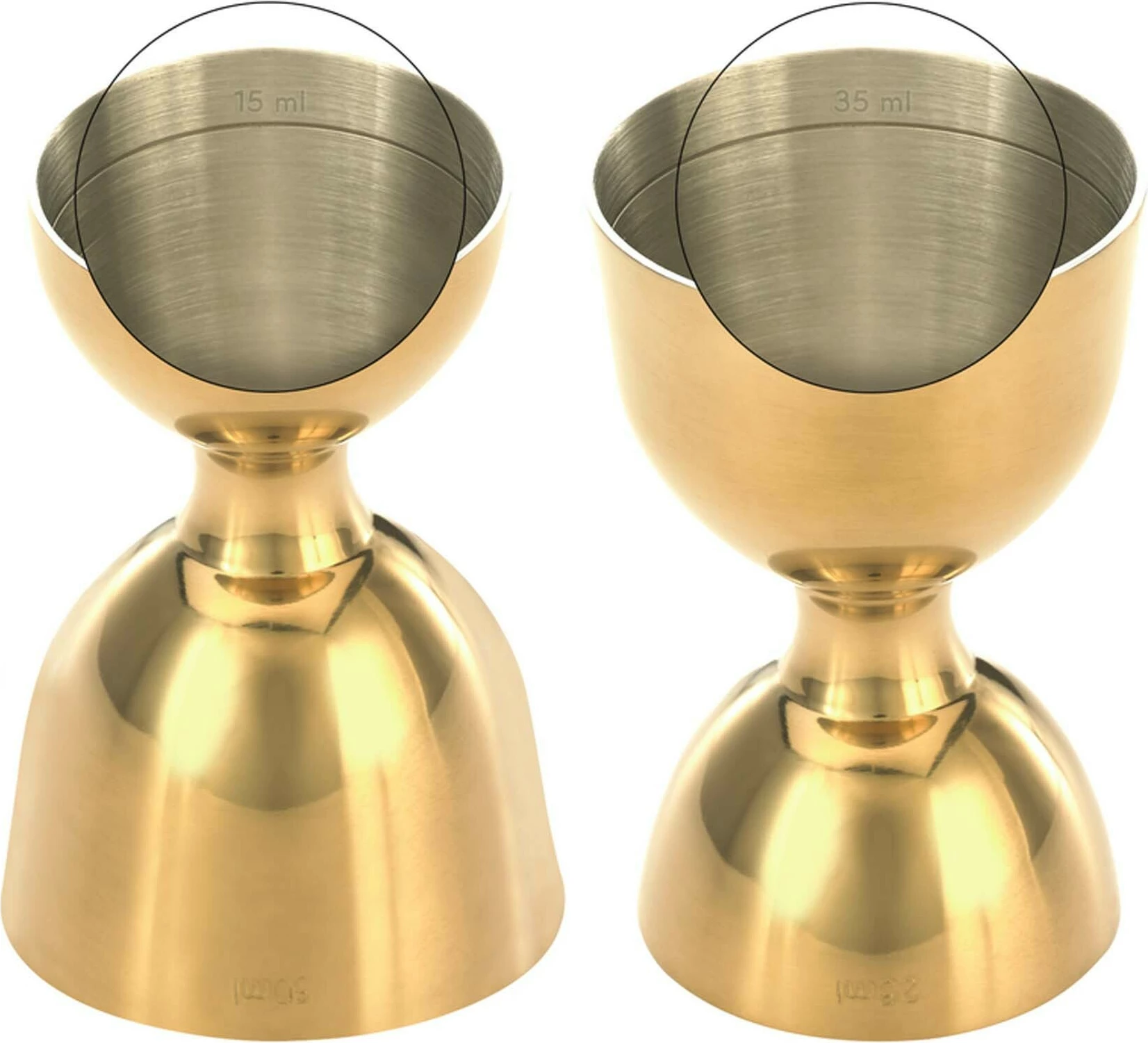 jigger kambanor, BarFly M37098GD, 25/50 ml, çelik inoks 18/8, buzë e drejtë, ar