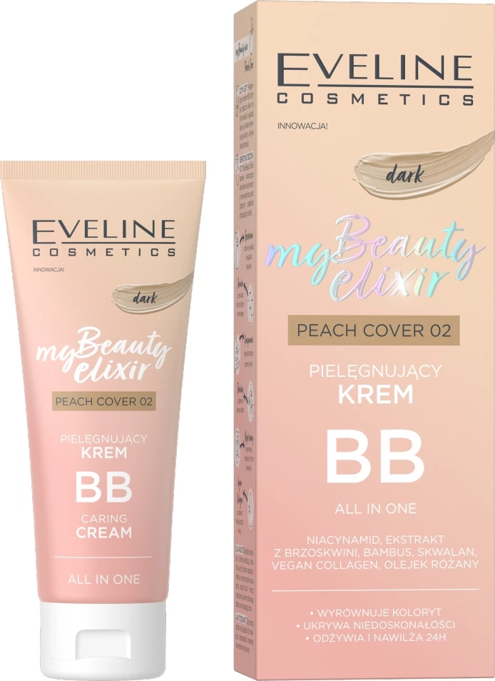 BB krem për femra Eveline Cosmetics My Beauty Elixir Caring BB Cream all in one 02 Peach Cover Dark, 30ml