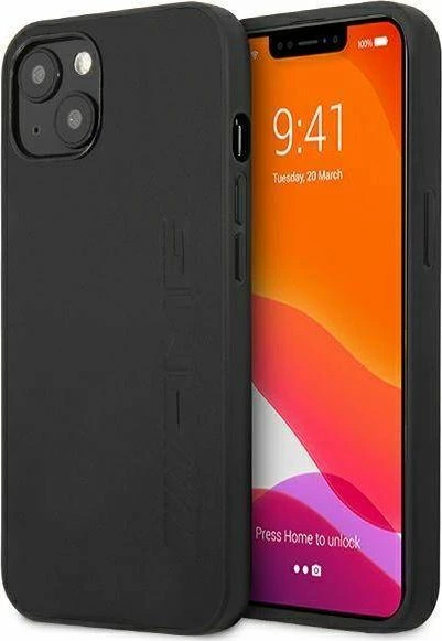 Mbështjellës Mercedes AMG Petronas F1 Team AMG AMHCP13SDOLBK për iPhone 13 mini 5.4", hardcase, lëkurë natyrale Hot Stamped, i zi