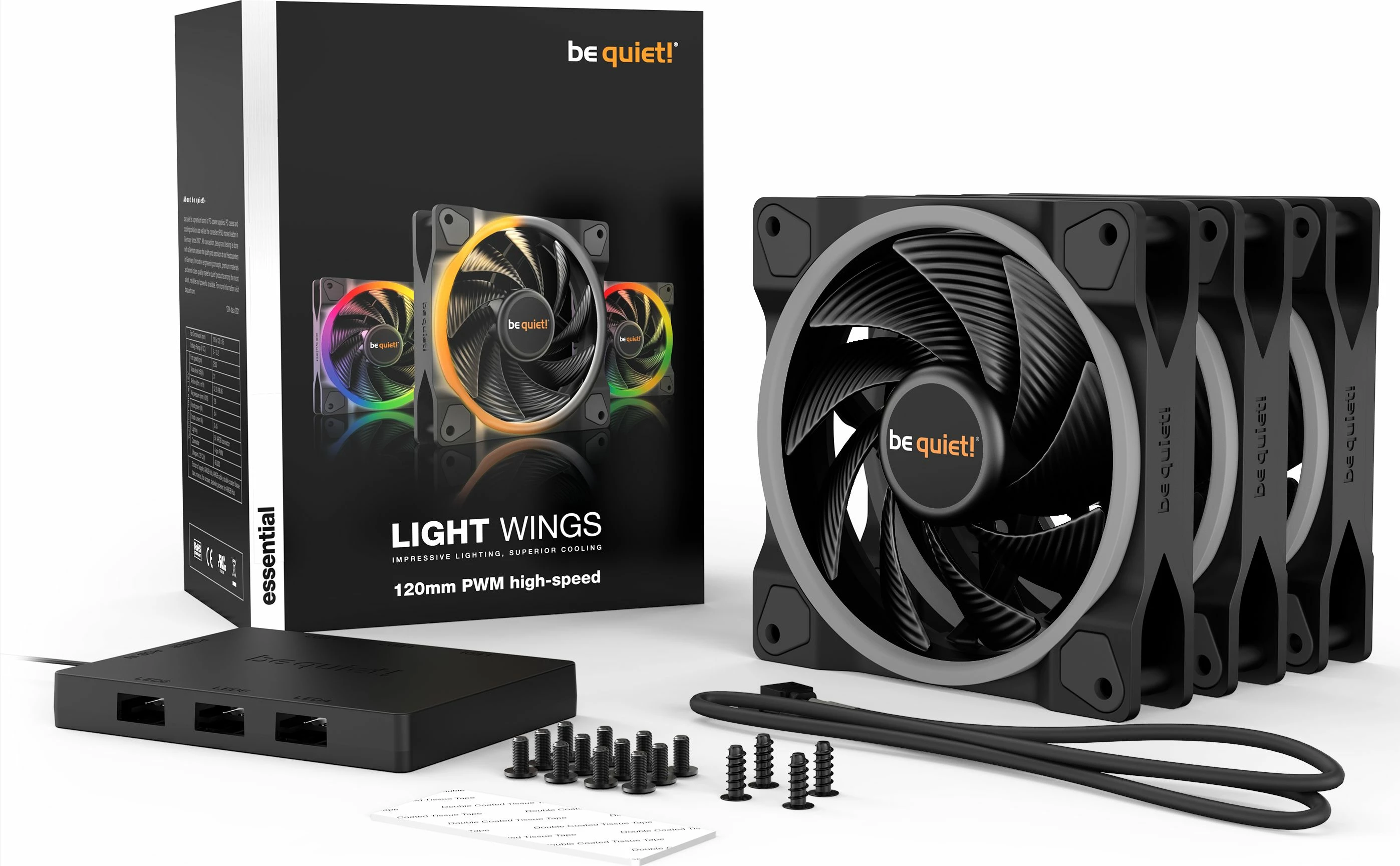 Ventilator PC be quiet! Light Wings 120mm PWM High-Speed BL077, ARGB, set 3 copë, i zi