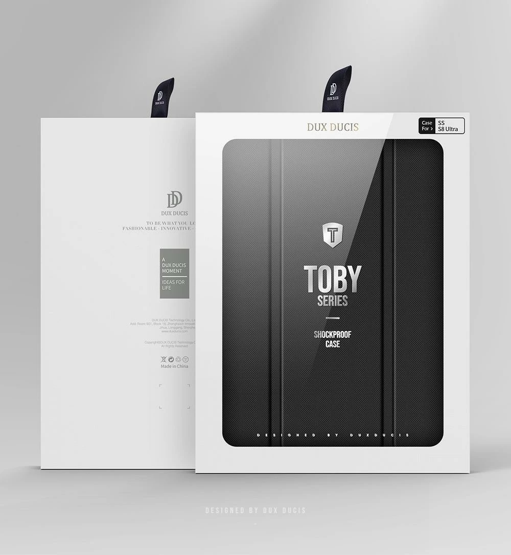 Mbështjellës rugged me kapak flip Dux Ducis Toby për Samsung Galaxy Tab S8 Ultra, me mbajtës stilusi, i zi, 1 copë