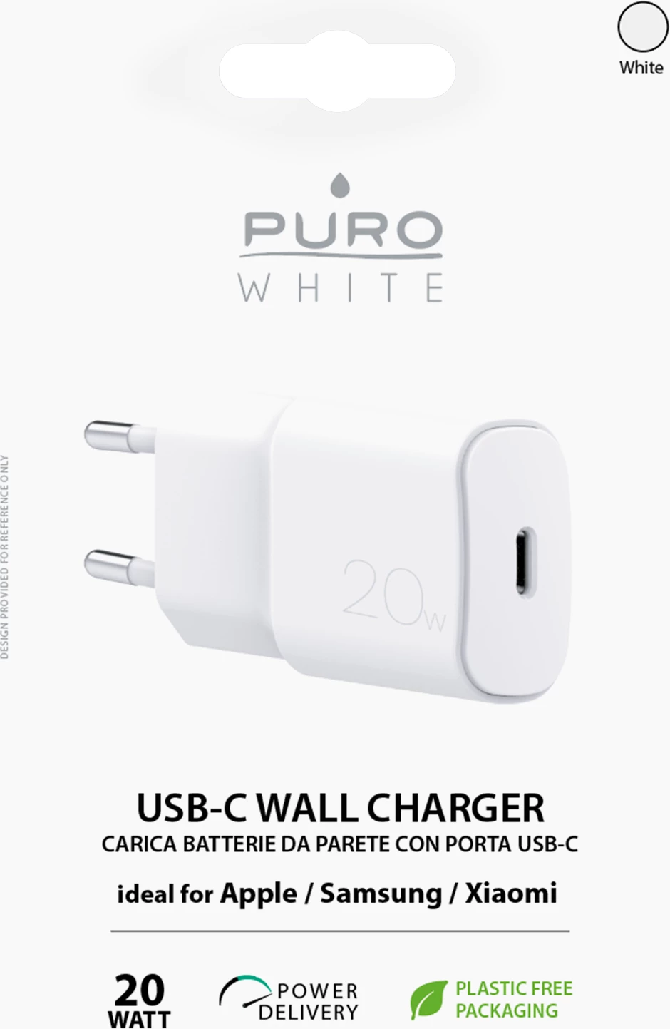 Karikues muri Puro Elektrik Puro White 20W, USB-C, i bardhë