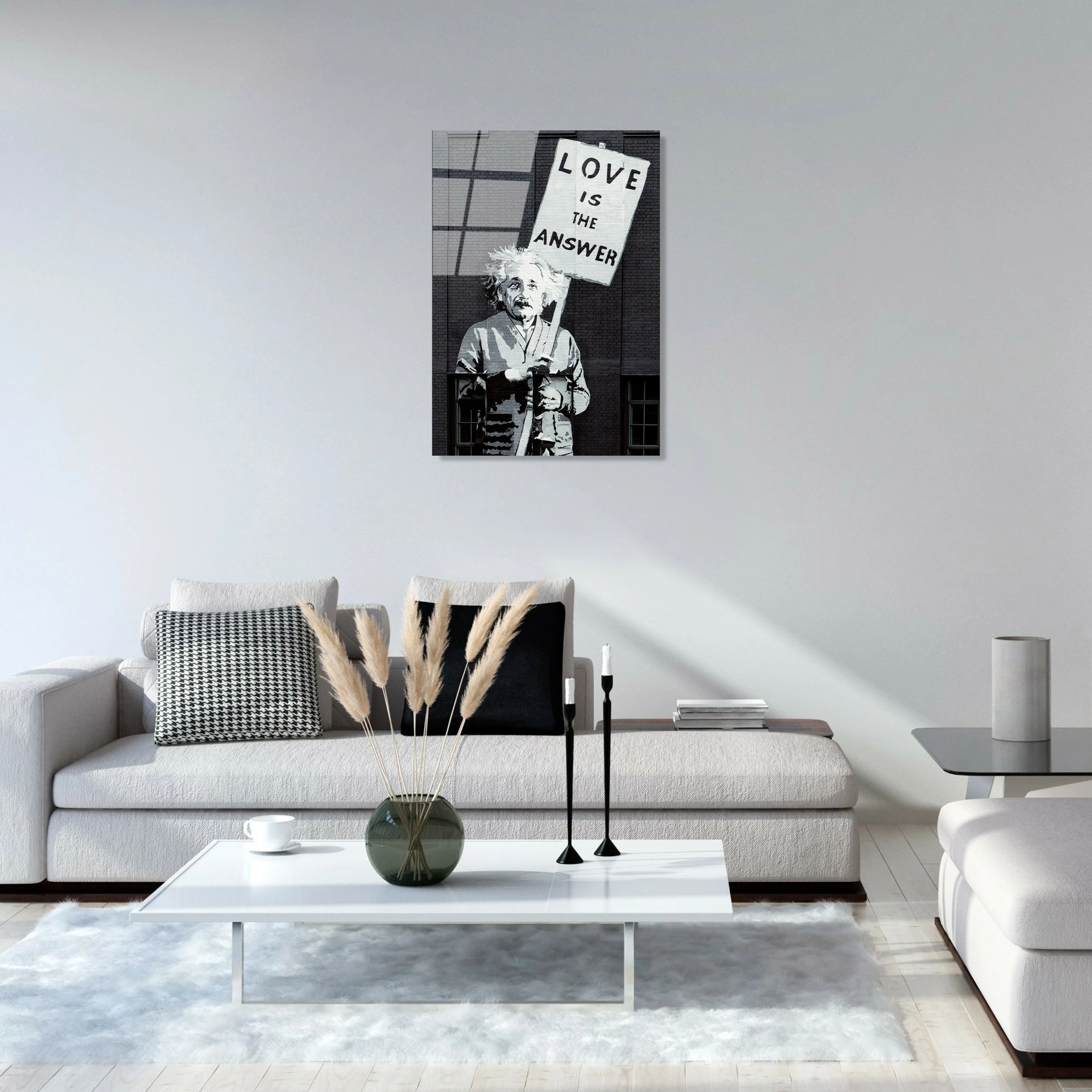 Pikturë dekorative prej xhami të temperuar, Banksy, shumëngjyrëshe, 45x65cm