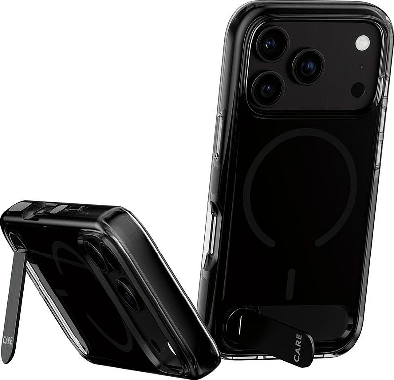 Mbështjellës PanzerGlass CARE Kickstand Case, MagSafe, për iPhone 17 Pro, smokey i zi