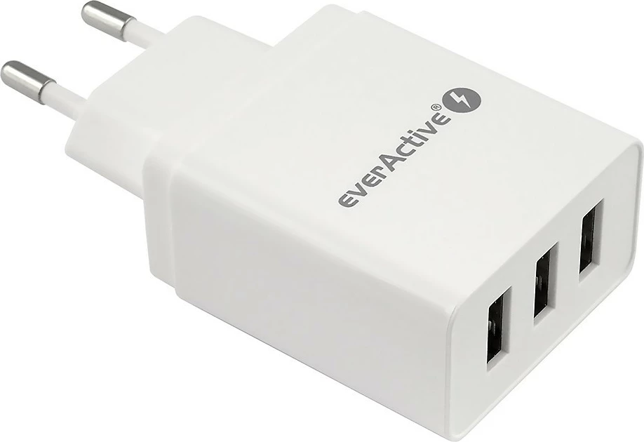 Karikues rrjeti everActive SC-300 me 3x USB, iQ Smart Charging, Bardhë