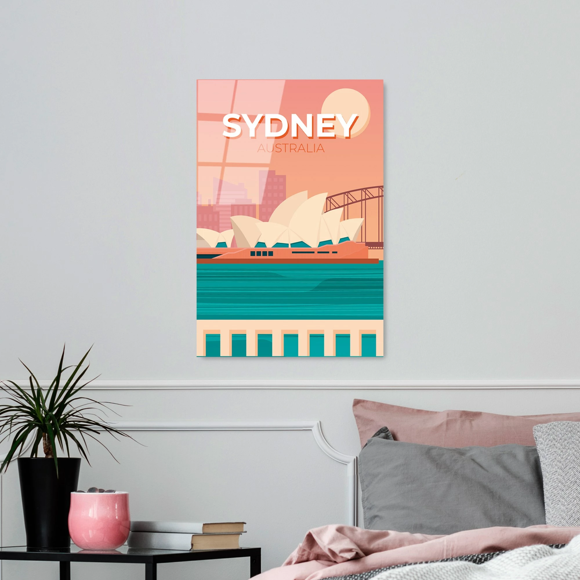 Pikturë dekorative prej xhami të temperuar, shumëngjyrëshe, 30x45cm, Sydney Australia