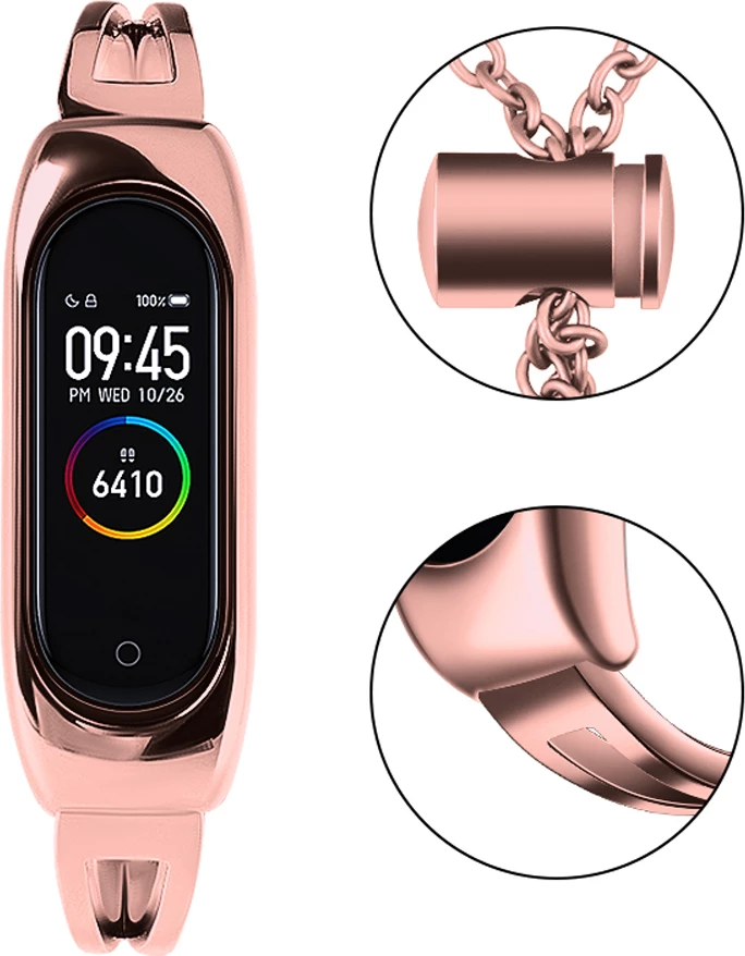 Rrip metalik për Xiaomi Mi Band 3/4/5/6 Hurtel, rozë