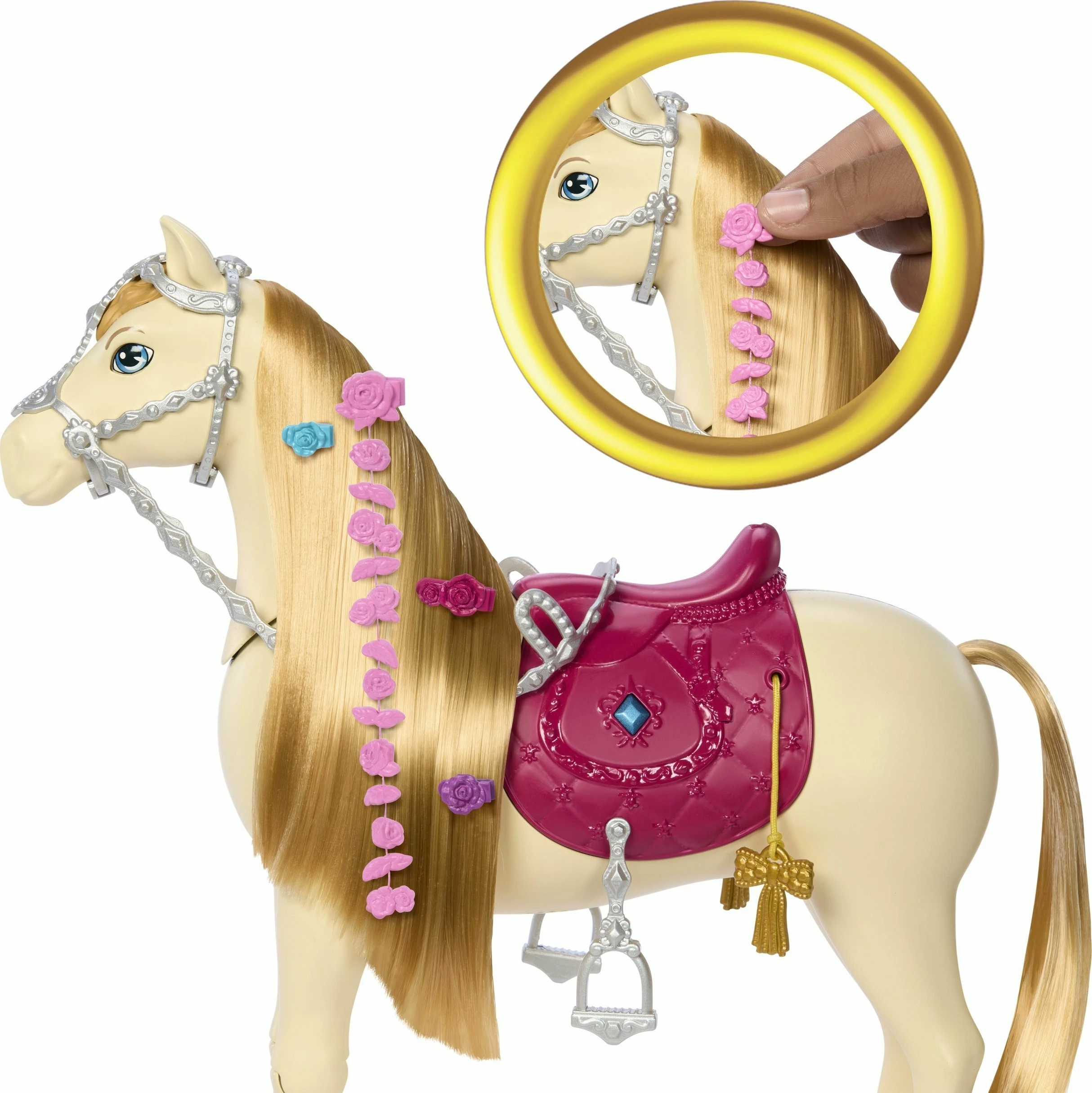 Kal interaktiv lodër Mattel Barbie Tornado HXJ42 me mbi 20 aktivizime tingulli, muzikë dhe aksesorë, rozë/krem