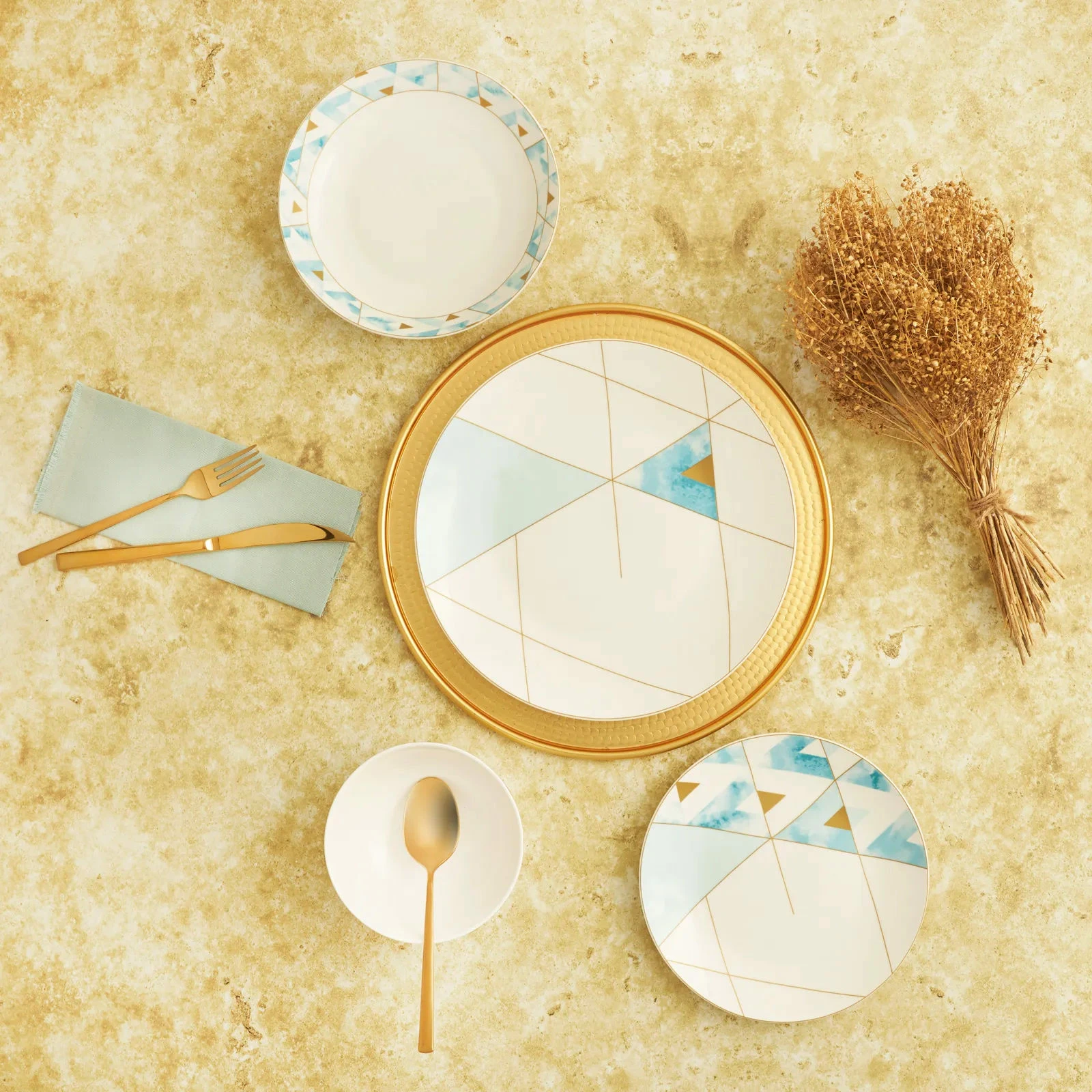 Set enësh për drekë (24 copë), Hermia Concept, aqua